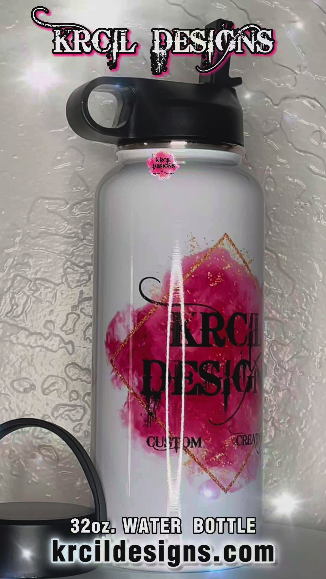 Logo Water Bottle by Krcil Designs | H2O To Go! Hydrate in style with our stainless steel water bottle—perfect for on-the-go hydration! Our hydro water bottle will impress at promotional gifts with logo, business logo water bottles, company logo water bottles! Does your business need logo merch? Checkout our water bottles with logo! Add a personal touch, add name, business slogan, company slogan, for a one-of-a-kind personalized water bottle. Shop Business Promotional Products at KrcilDesigns.com