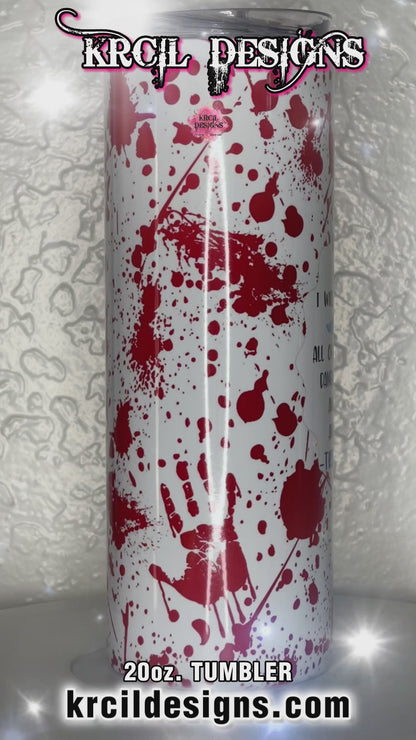 Saving Lives One Stitch at a Time | "Trauma Surgeon" Blood Splatter Tumbler by Krcil Designs | Let our custom tumblers do the talking with our collection of personalized tumblers. Personalize It - add name, monogram, picture collage photo tumbler - the picture-perfect present! For the ultimate gift, add a t-shirt, or accessorize with a custom tote bag. Insulated stainless steel tumblers include a plastic slide top lid and metal or plastic straw. KrcilDesigns.com