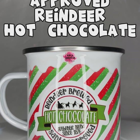 Your Name Santa Approved Reindeer Hot Chocolate Mug | Personalized Mug by Krcil Designs | Add a dash of Christmas Magic to the little ones' holiday traditions with their own Hot Chocolate Mug featuring their Name! Perfect for Christmas Movie Night, just add hot chocolate, marshmallows, and don't forget the sprinkles! Great idea for the arrival of Elf on the Shelf too! These jolly mugs are the perfect way to make Santa's and his Elves visits even more magical! KrcilDesigns.com