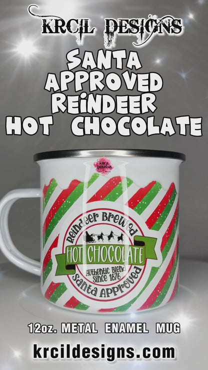 Your Name Santa Approved Reindeer Hot Chocolate Mug | Personalized Mug by Krcil Designs | Add a dash of Christmas Magic to the little ones' holiday traditions with their own Hot Chocolate Mug featuring their Name! Perfect for Christmas Movie Night, just add hot chocolate, marshmallows, and don't forget the sprinkles! Great idea for the arrival of Elf on the Shelf too! These jolly mugs are the perfect way to make Santa's and his Elves visits even more magical! KrcilDesigns.com