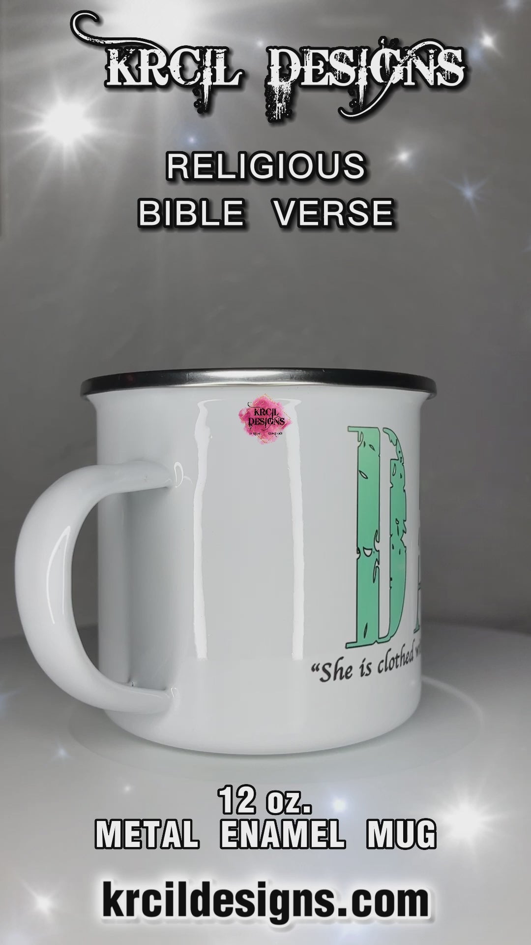 Your Name Religious Bible Verse Camp Mug Personalized Metal Enamel Mug by Krcil Designs | Let our custom coffee cups do the talking with our collection of personalized coffee cups. Personalize It - add name, monogram, make a one-of-a-kind picture collage photo cup - the picture-perfect present! Add our dish cloth and tea towel set, perfectly paired with our cups and mugs. For the ultimate coffee lovers gift, explore our sets and bundles. KrcilDesigns.com